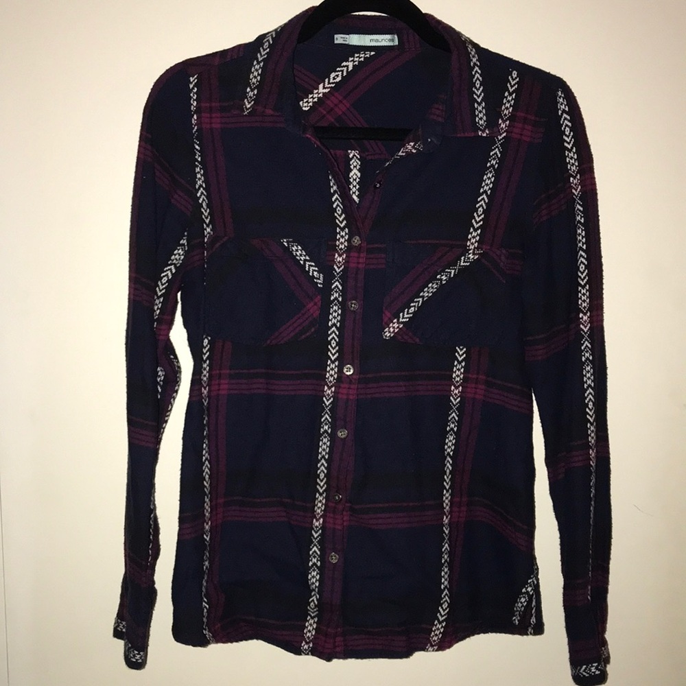 Navy & Burgundy Flannel